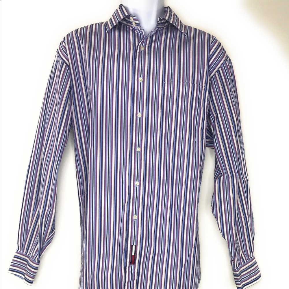 Tommy Hilfiger Men’s Striped Button Down Sz Large